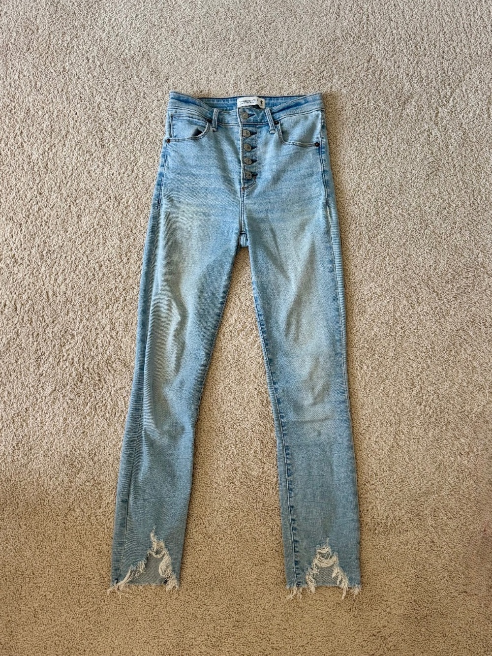 A&F Light Wash High Rise Super Skinny Denim Jeans